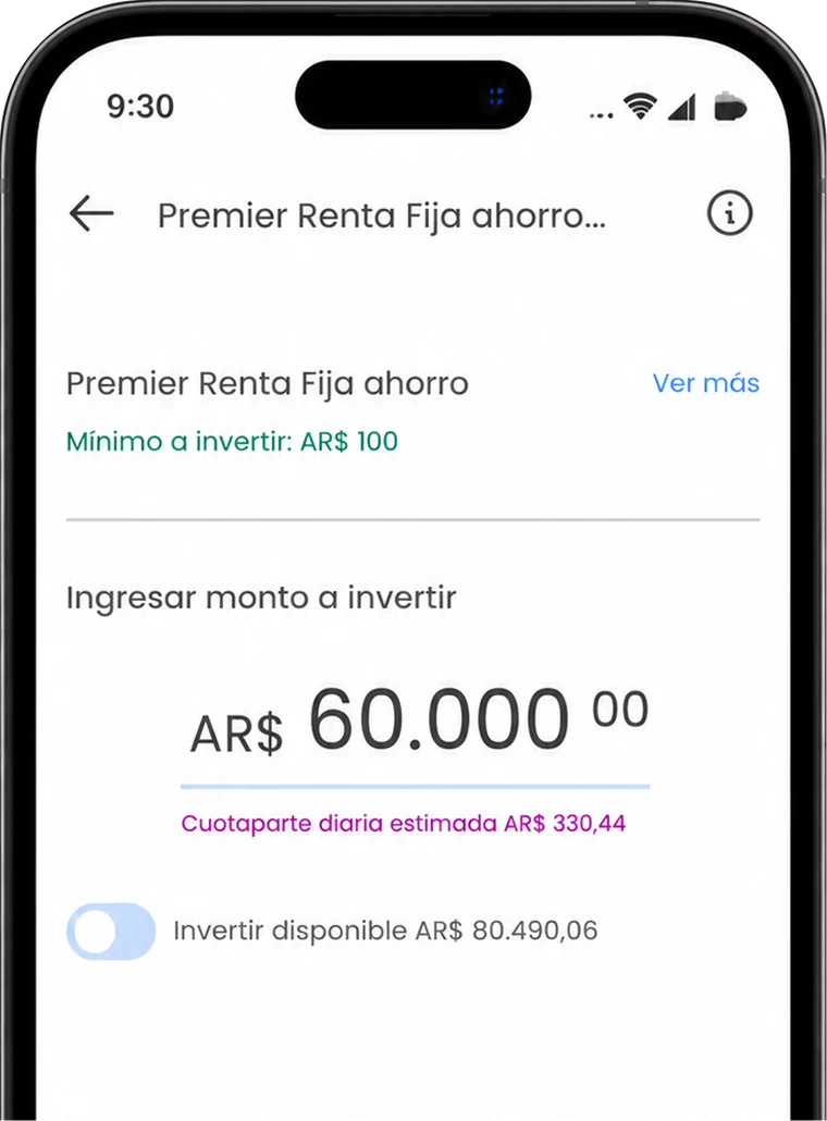 Flujo de inversión en fondos en un celular